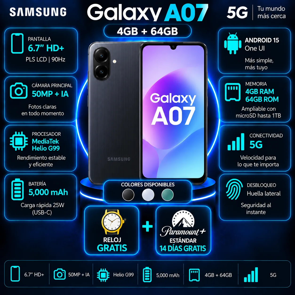 Samsung A07 4GB + 64GB
